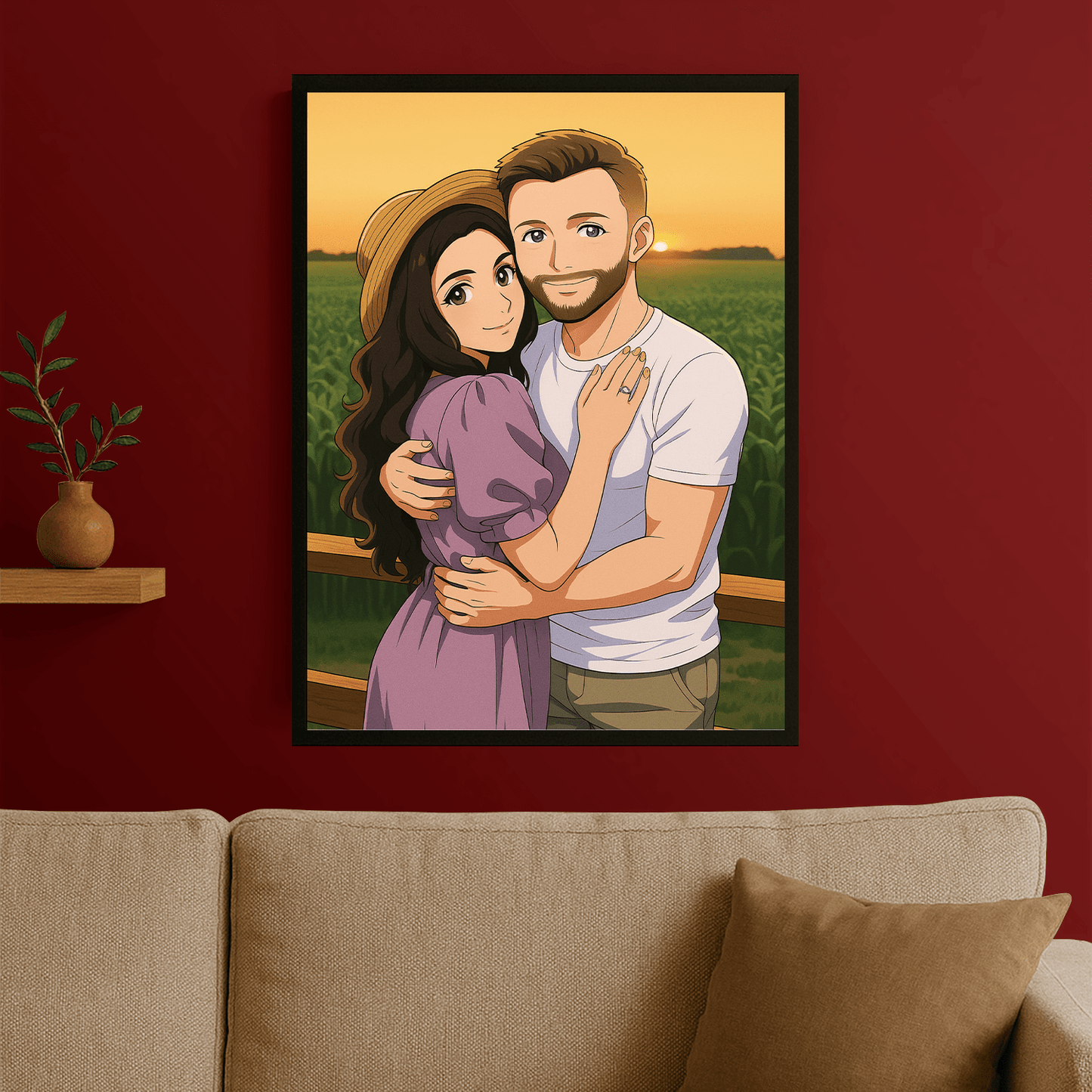 Para w stylu anime - portret na plakacie dla pary - Emmygift.pl