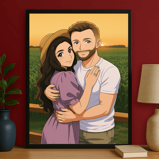 Para w stylu anime - portret na plakacie dla pary - Emmygift.pl