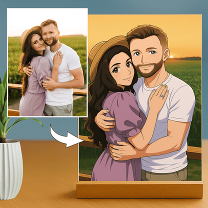 Para w stylu Anime - portret na szkle akrylowym dla pary - Emmygift.pl