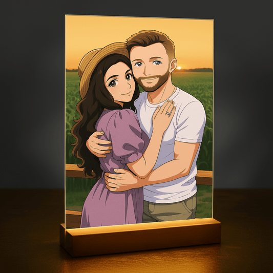 Para w stylu Anime - portret na szkle akrylowym dla pary - Emmygift.pl