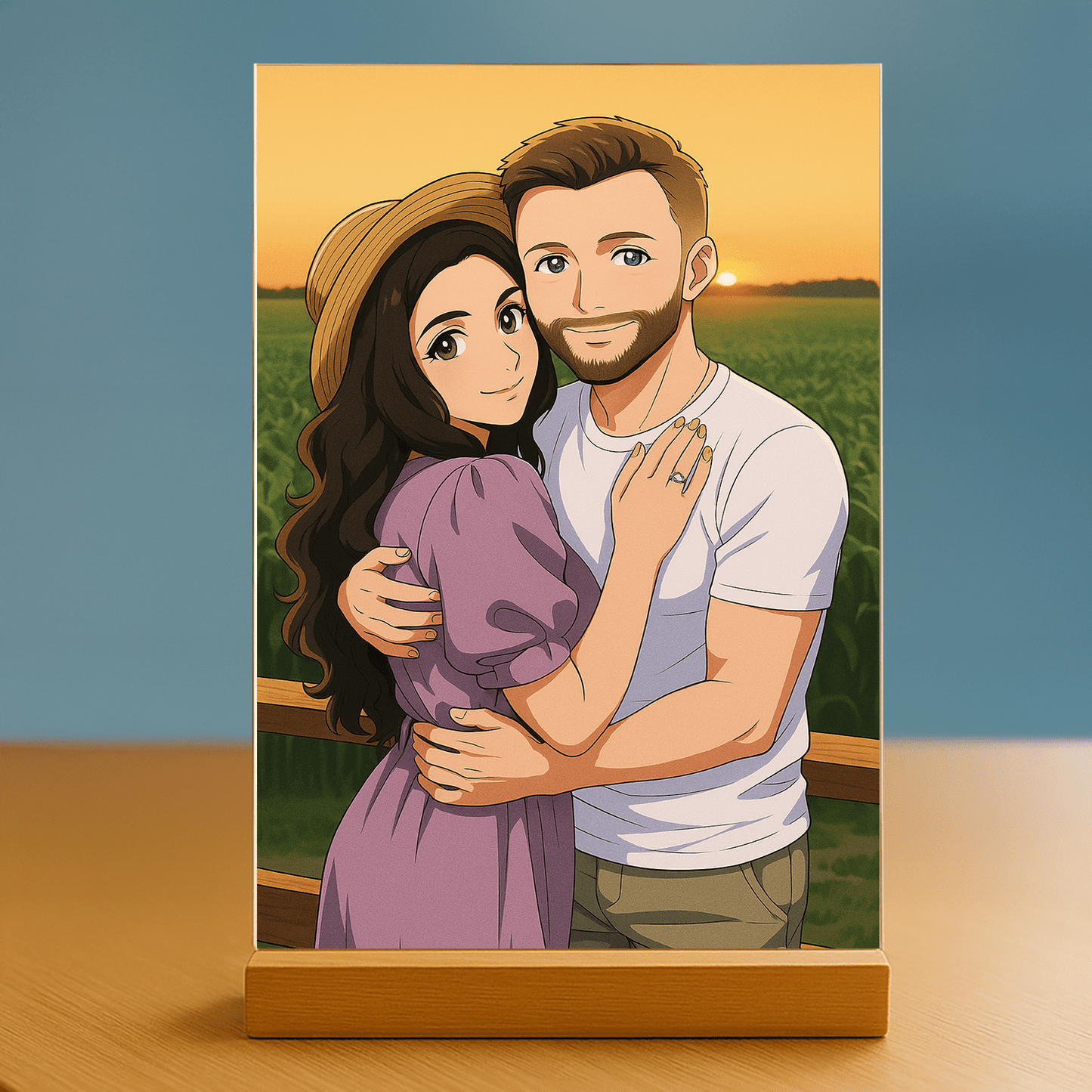 Para w stylu Anime - portret na szkle akrylowym dla pary - Emmygift.pl