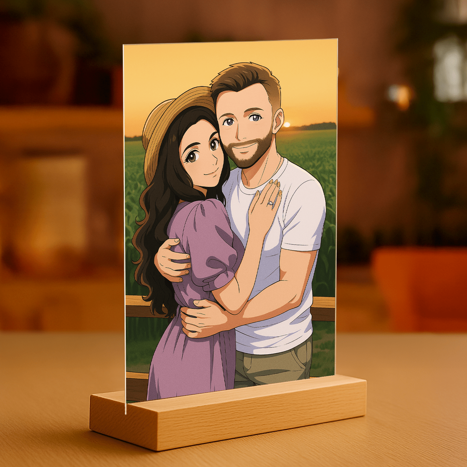 Para w stylu Anime - portret na szkle akrylowym dla pary - Emmygift.pl