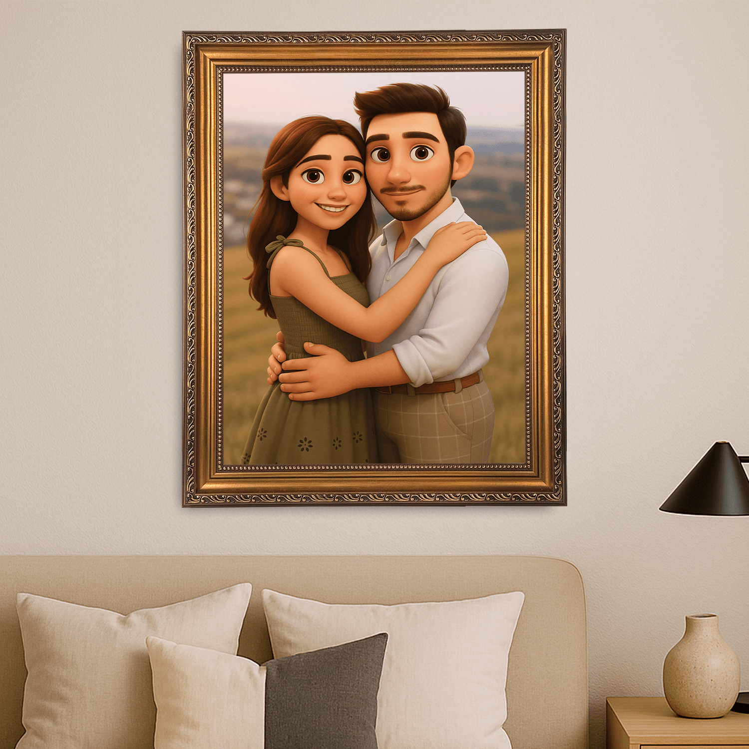 Para w stylu bajkowym 3D - portret na płótnie dla pary - Emmygift.pl