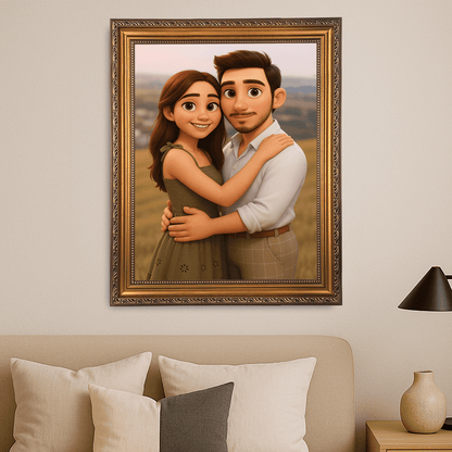 Para w stylu bajkowym 3D - portret na płótnie dla pary - Emmygift.pl