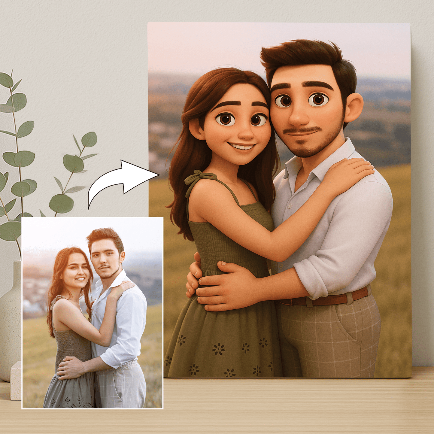 Para w stylu bajkowym 3D - portret na płótnie dla pary - Emmygift.pl
