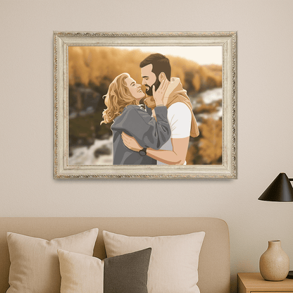 Para w stylu cyfrowej ilustracji - portret na płótnie dla pary - Emmygift.pl