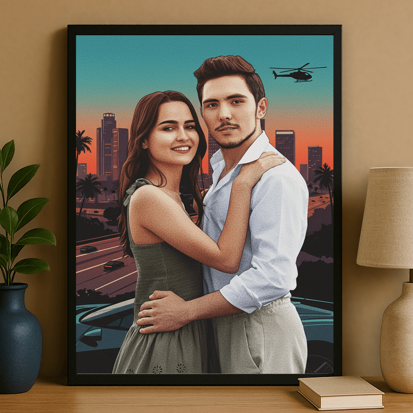 Para w stylu GTA - portret na plakacie dla pary - Emmygift.pl