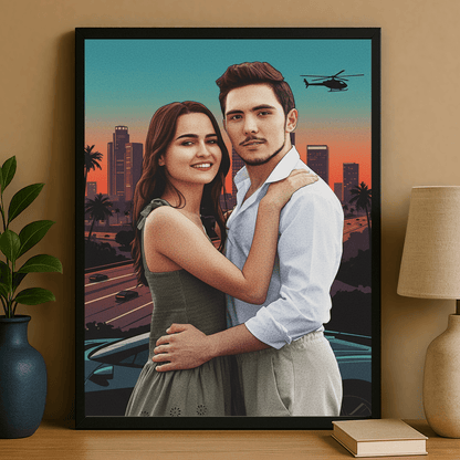 Para w stylu GTA - portret na plakacie dla pary - Emmygift.pl