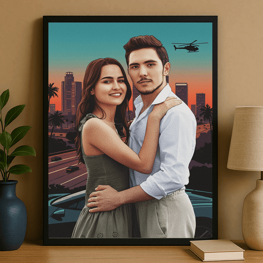 Para w stylu GTA - portret na plakacie dla pary - Emmygift.pl