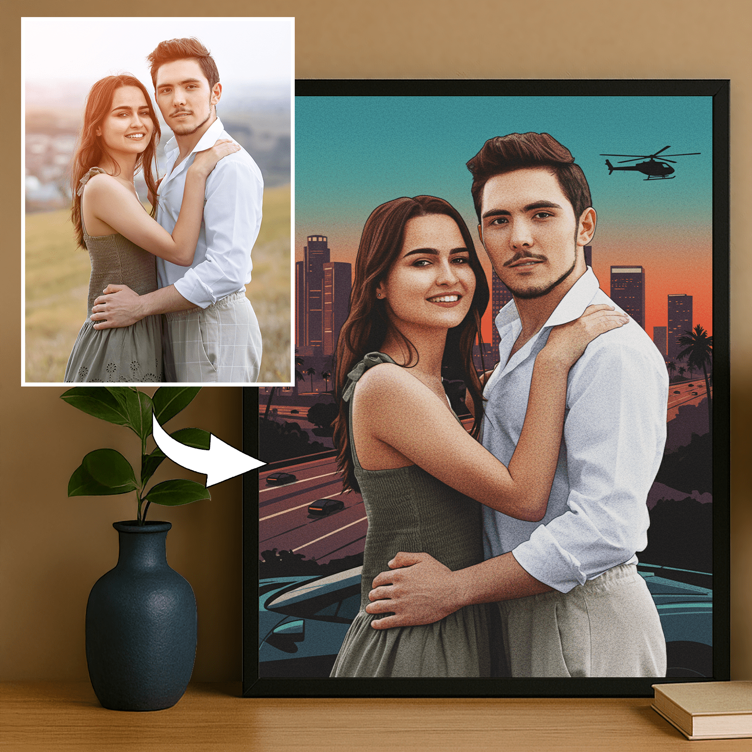 Para w stylu GTA - portret na plakacie dla pary - Emmygift.pl