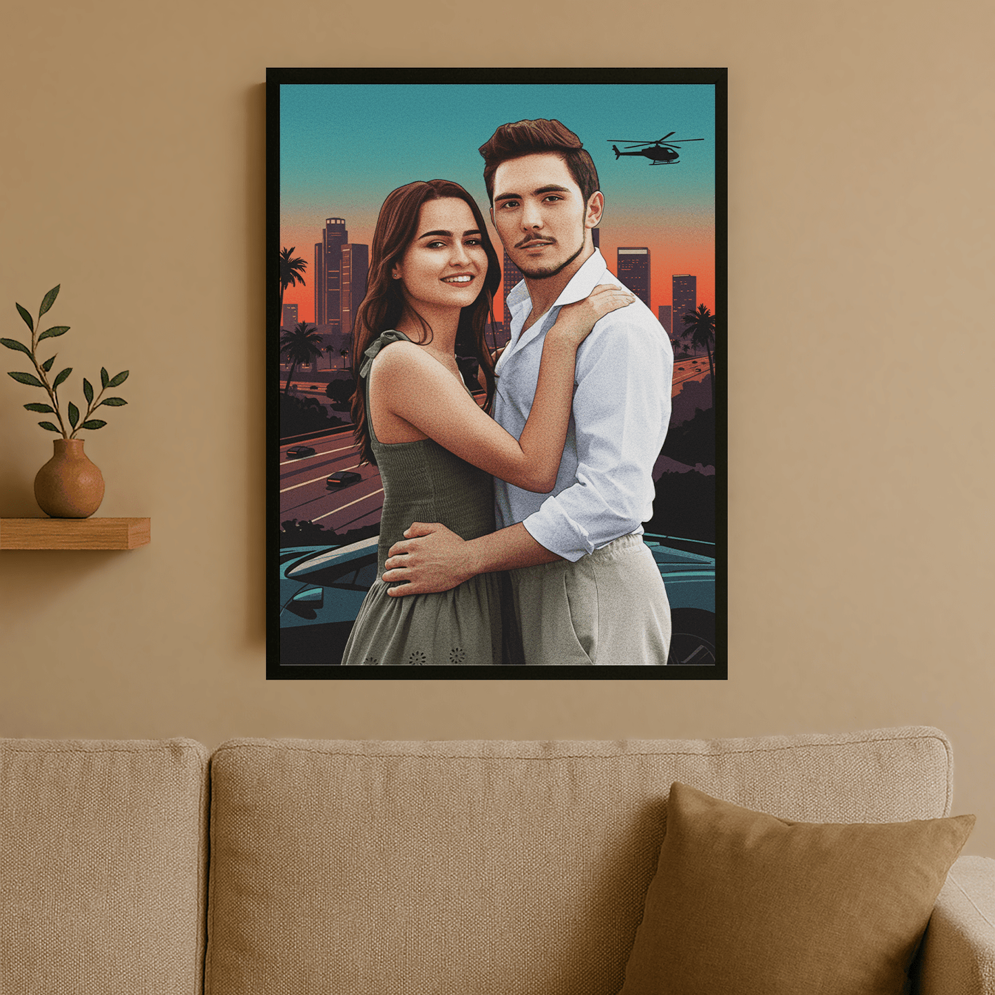 Para w stylu GTA - portret na plakacie dla pary - Emmygift.pl