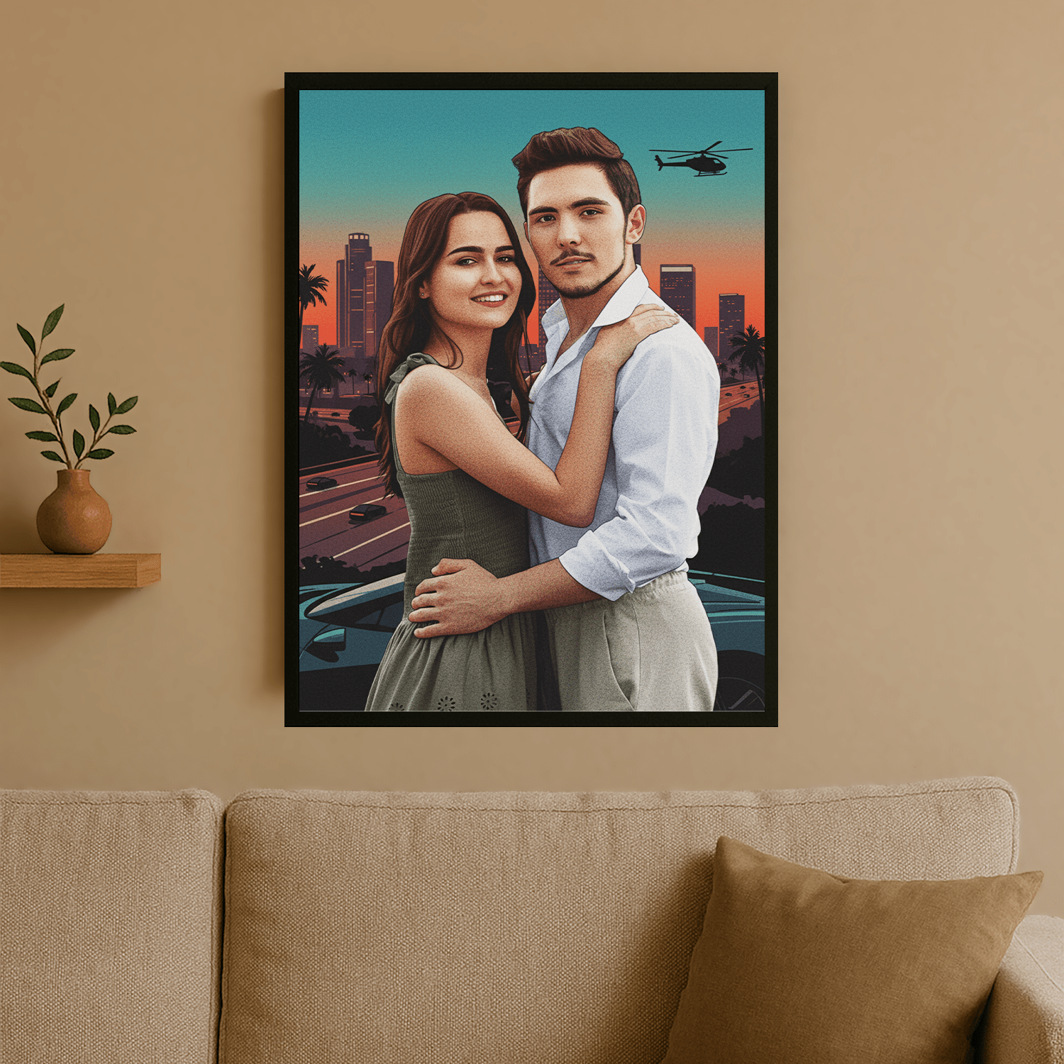 Para w stylu GTA - portret na plakacie dla pary - Emmygift.pl