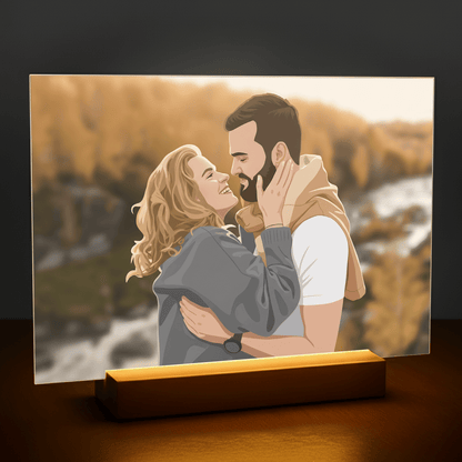 Para w stylu ilustracyjnym - portret na szkle akrylowym dla pary - Emmygift.pl