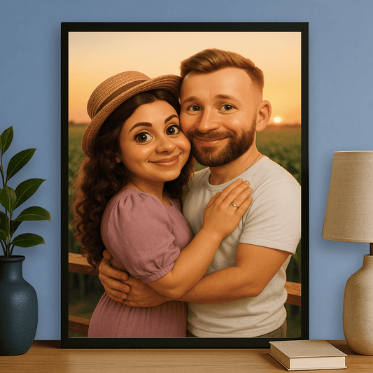 Para w stylu karykatury 3D - portret na plakacie dla pary - Emmygift.pl