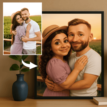 Para w stylu karykatury 3D - portret na plakacie dla pary - Emmygift.pl