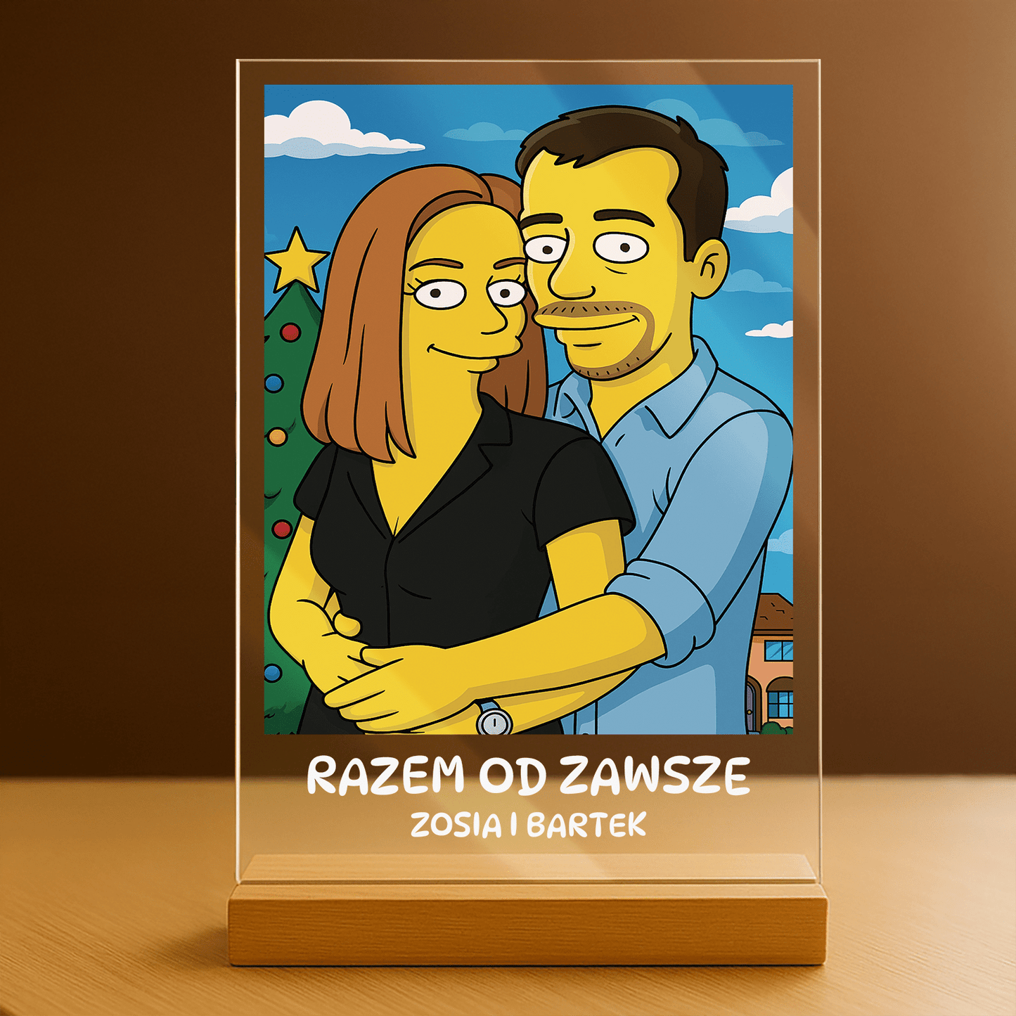 Para w stylu Simpson - portret na szkle akrylowym dla pary - Emmygift.pl