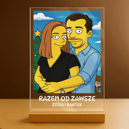 Para w stylu Simpson - portret na szkle akrylowym dla pary - Emmygift.pl