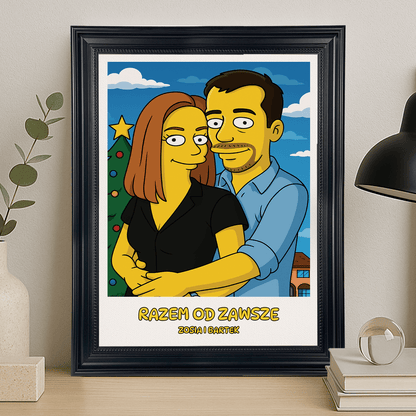 Para w stylu świątecznej kreskówki - portret na płótnie dla pary - Emmygift.pl