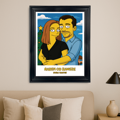 Para w stylu świątecznej kreskówki - portret na płótnie dla pary - Emmygift.pl