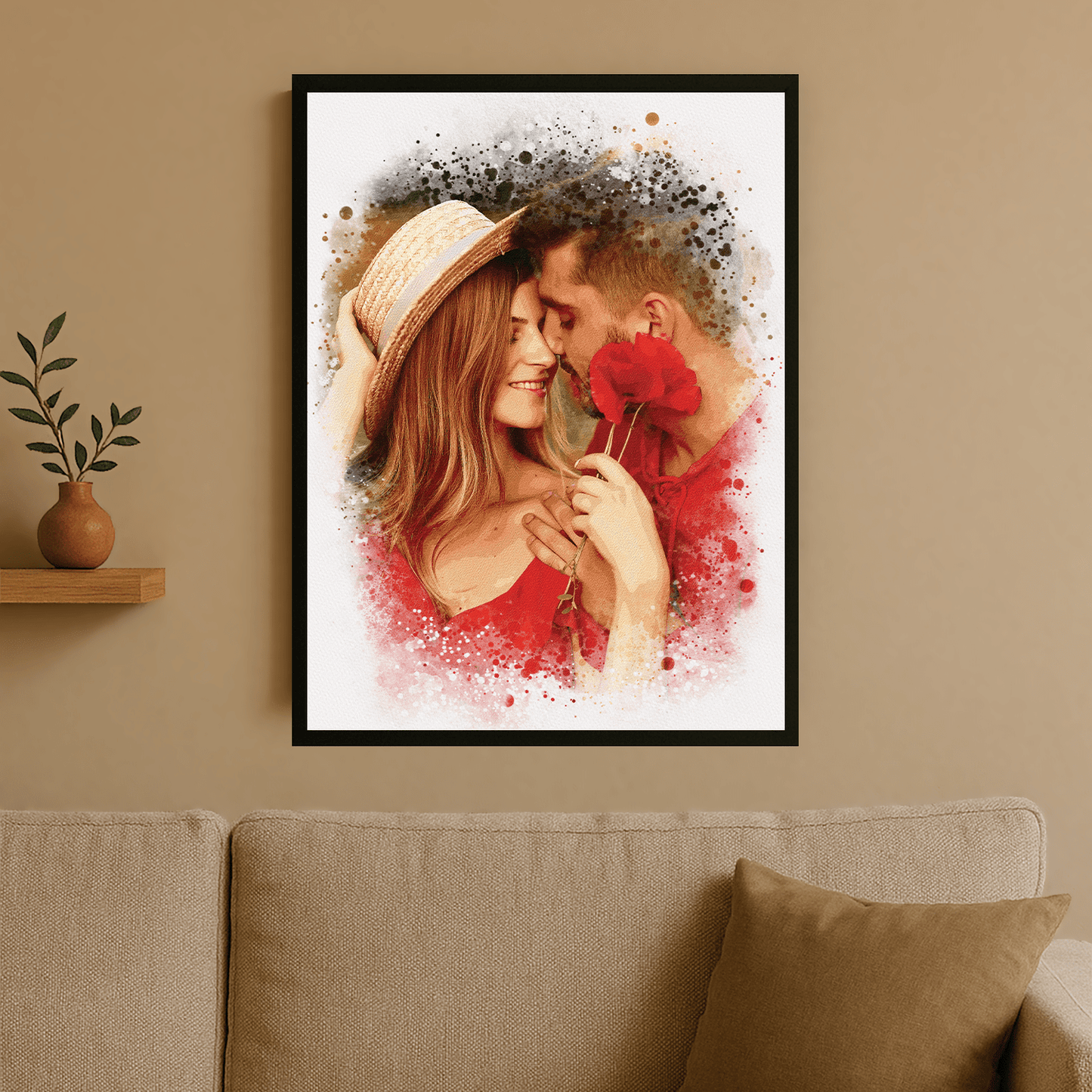 Para w stylu watercolor - portret na plakacie dla pary - Emmygift.pl