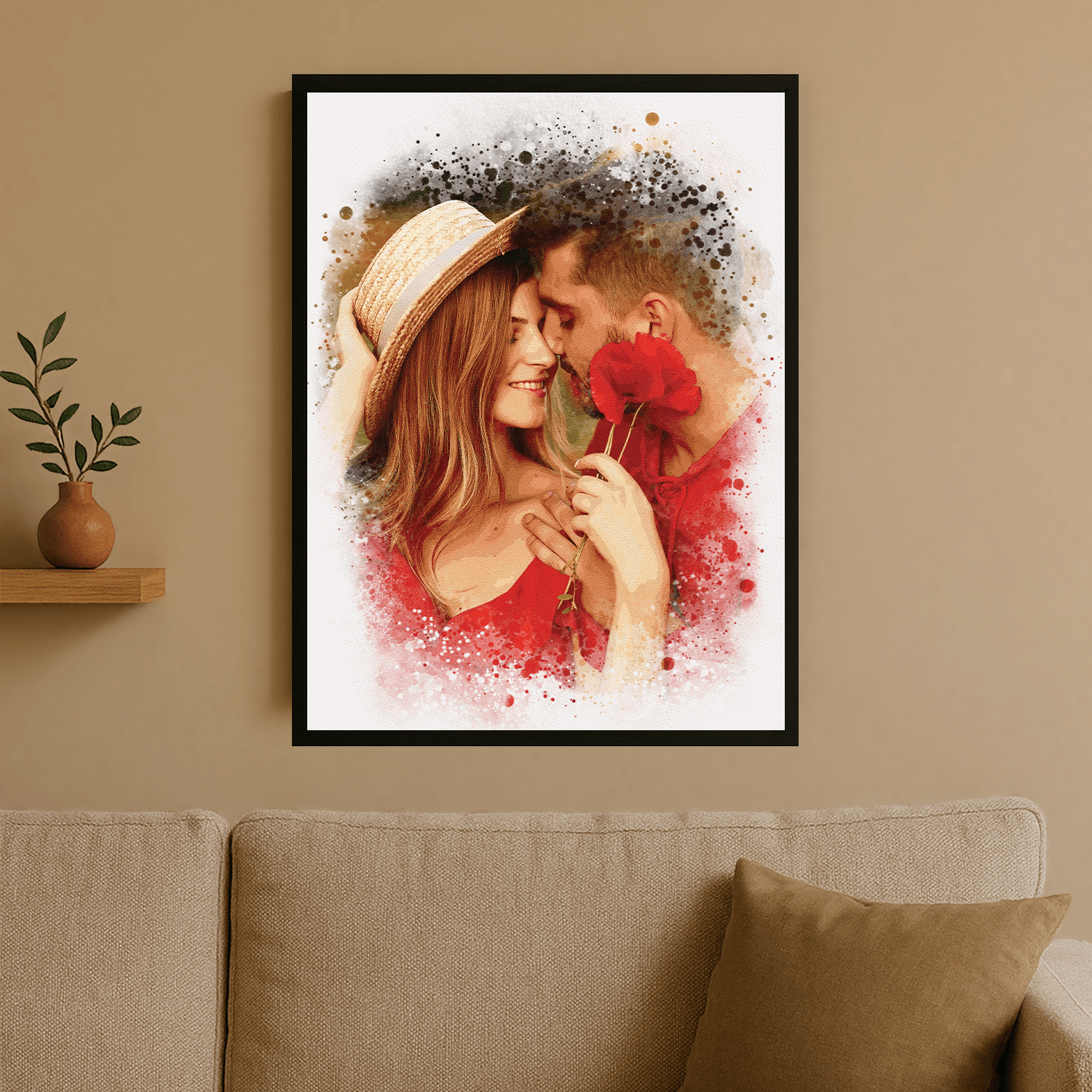 Para w stylu watercolor - portret na plakacie dla pary - Emmygift.pl