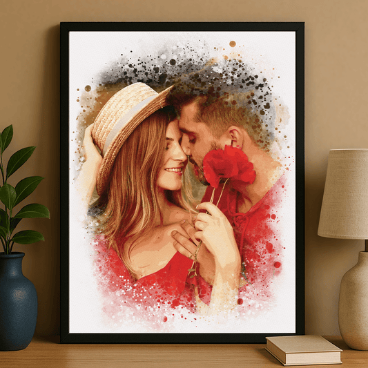 Para w stylu watercolor - portret na plakacie dla pary - Emmygift.pl