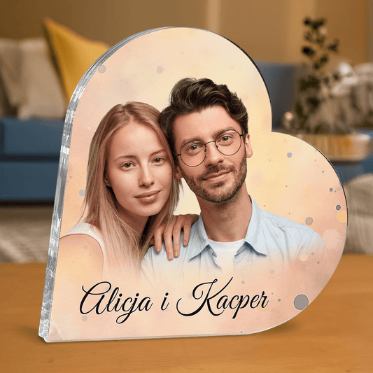 Para zakochanych + imiona - personalizowane serce z nadrukiem dla pary - Emmygift.pl