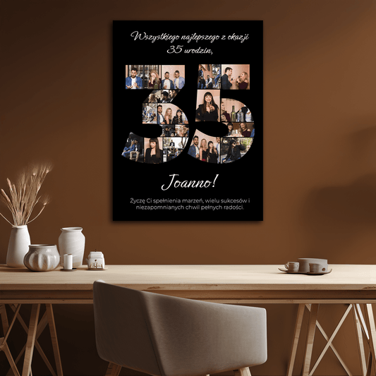Personalizowany plakat 35 urodziny – kolaż zdjęć na wyjątkowy prezent - Emmygift.pl