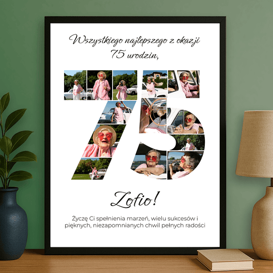 Personalizowany plakat „75 urodziny” – wyjątkowy prezent dla niej - Emmygift.pl