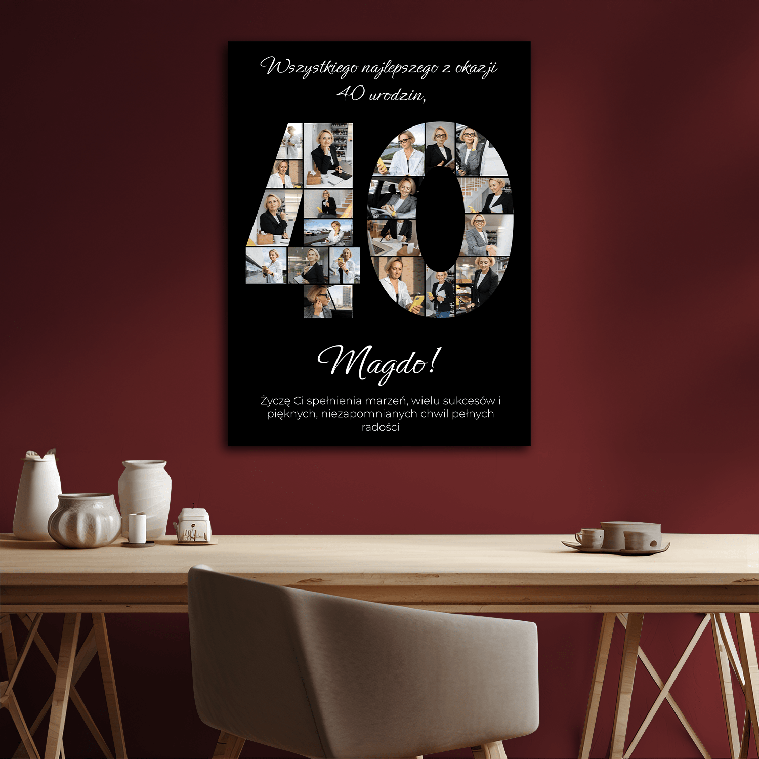 Personalizowany plakat na 40 urodziny – kolaż wspomnień - Emmygift.pl