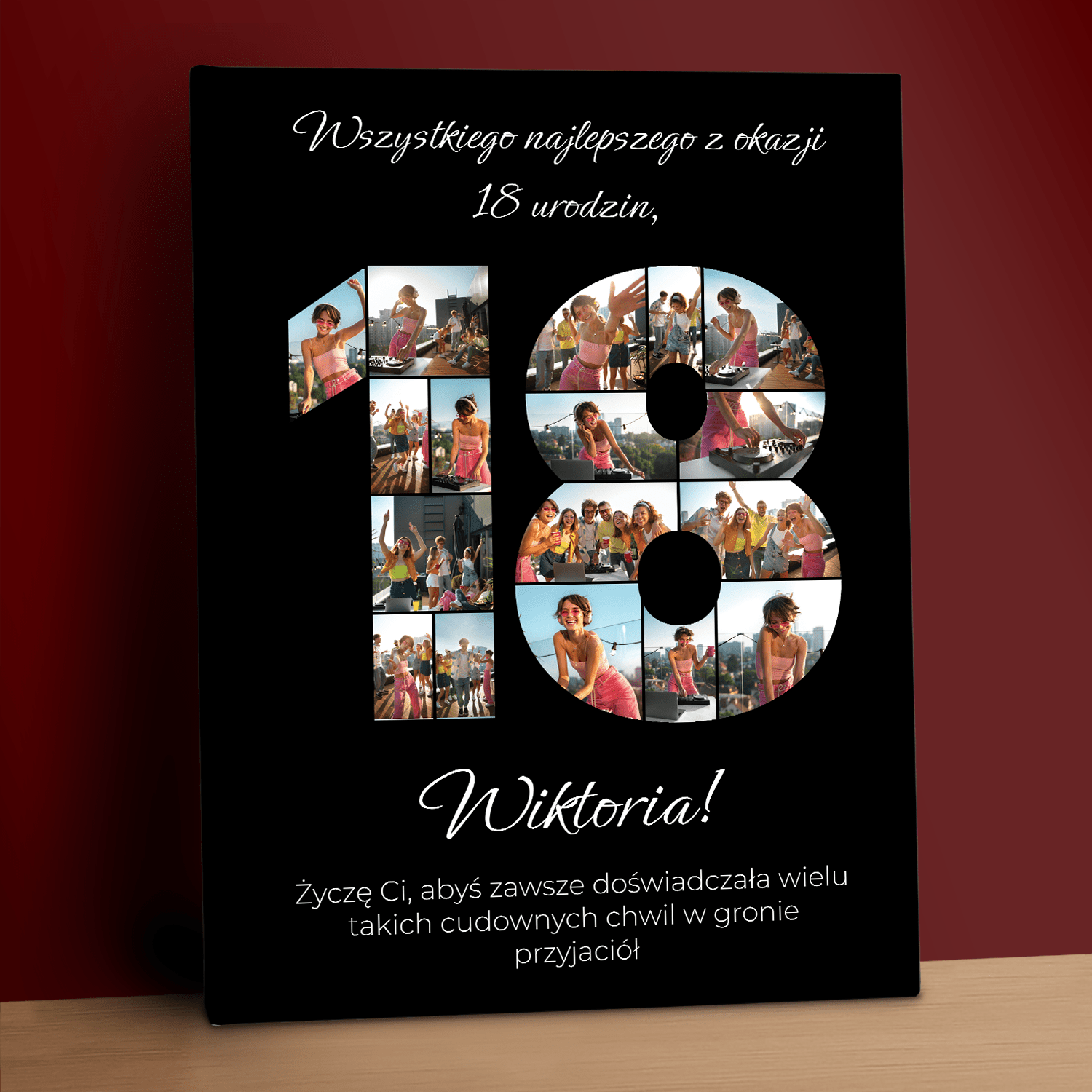 Personalizowany plakat z kolażem zdjęć – prezent na 18 urodziny dla niej - Emmygift.pl