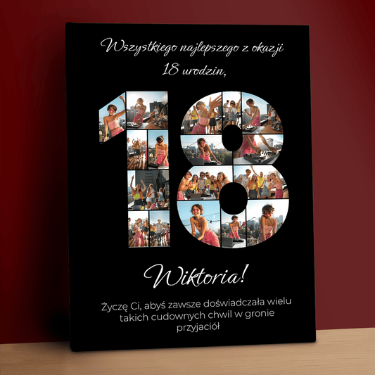 Personalizowany plakat z kolażem zdjęć – prezent na 18 urodziny dla niej - Emmygift.pl