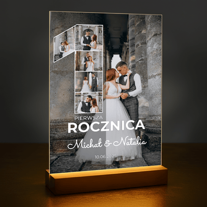 Pierwsza rocznica - druk na szkle akrylowym dla pary - Emmygift.pl