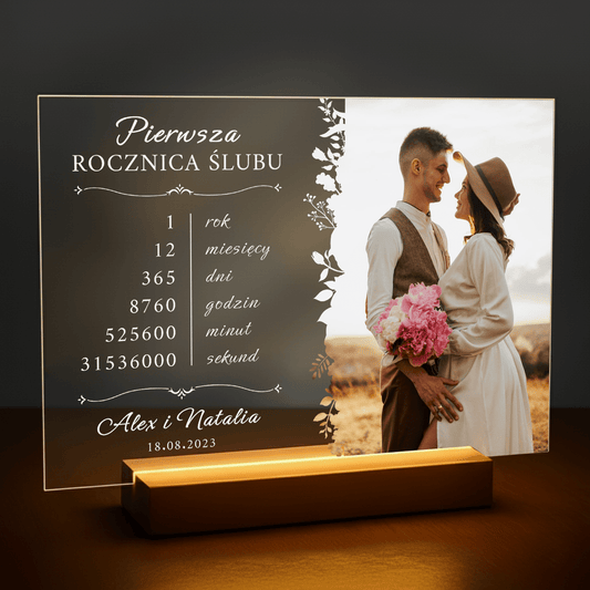 Pierwsza rocznica razem - druk na szkle akrylowym dla pary - Emmygift.pl