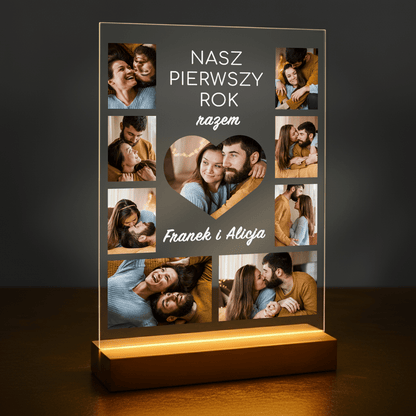 Pierwszy rok razem - druk na szkle akrylowym dla pary - Emmygift.pl