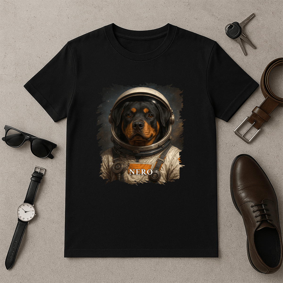 Pies jak kosmonauta - koszulka męska z nadrukiem dla miłośnika psów - Emmygift.pl