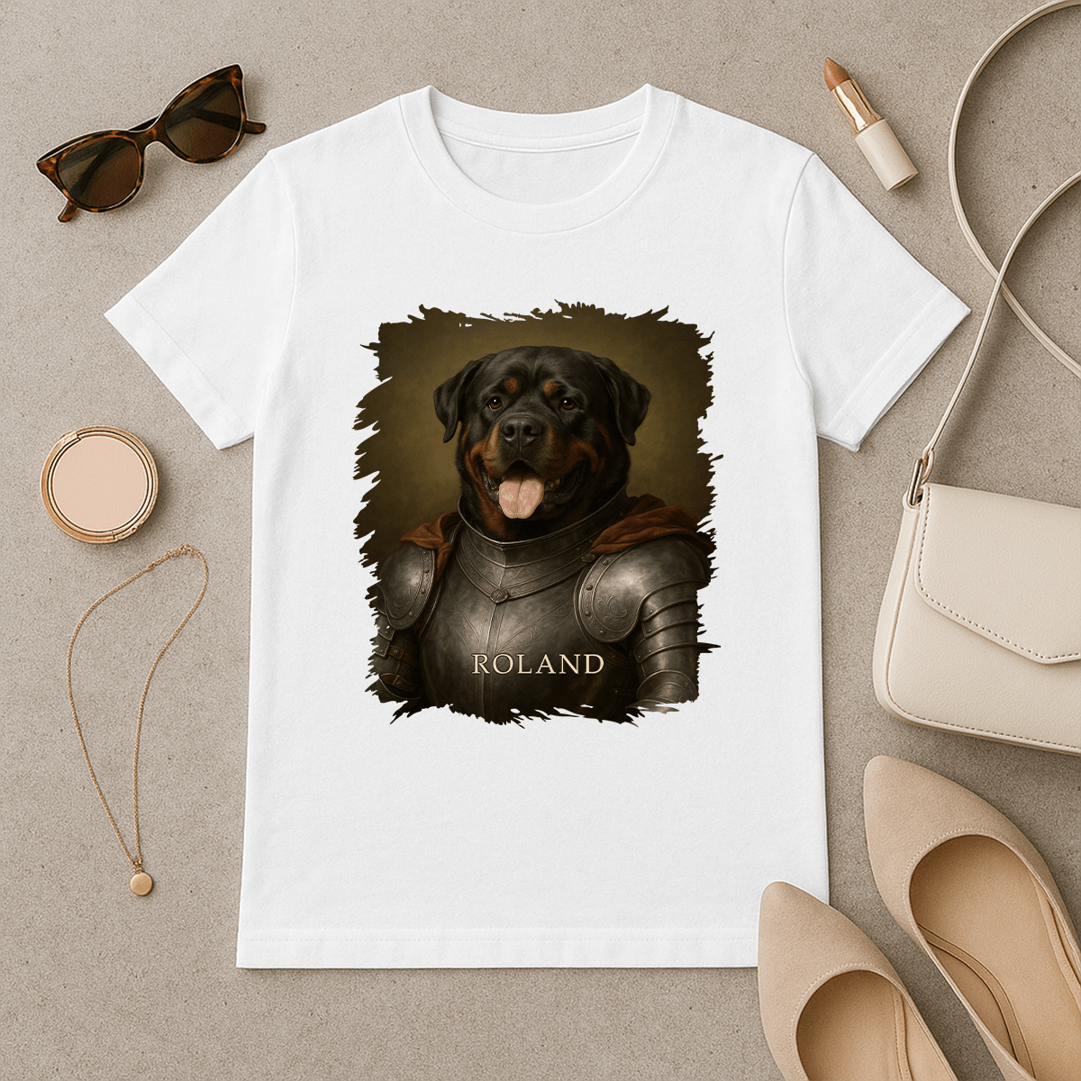 Pies jako dzielny rycerz - koszulka damska z nadrukiem dla miłośnika psów - Emmygift.pl