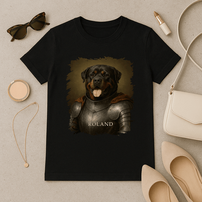 Pies jako dzielny rycerz - koszulka damska z nadrukiem dla miłośnika psów - Emmygift.pl