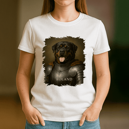 Pies jako dzielny rycerz - koszulka damska z nadrukiem dla miłośnika psów - Emmygift.pl