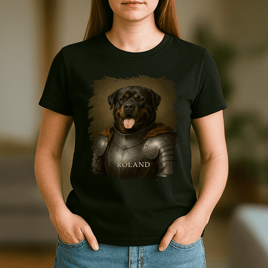 Pies jako dzielny rycerz - koszulka damska z nadrukiem dla miłośnika psów - Emmygift.pl