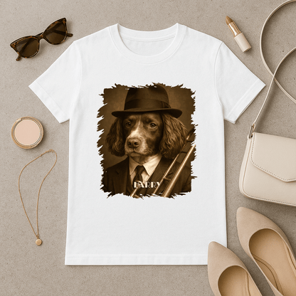 Pies jako jazzowy muzyk - koszulka damska z nadrukiem dla miłośnika psów - Emmygift.pl