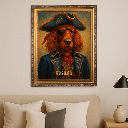 Pies jako kapitan statku piratów - portret na płótnie dla miłośnika psów - Emmygift.pl