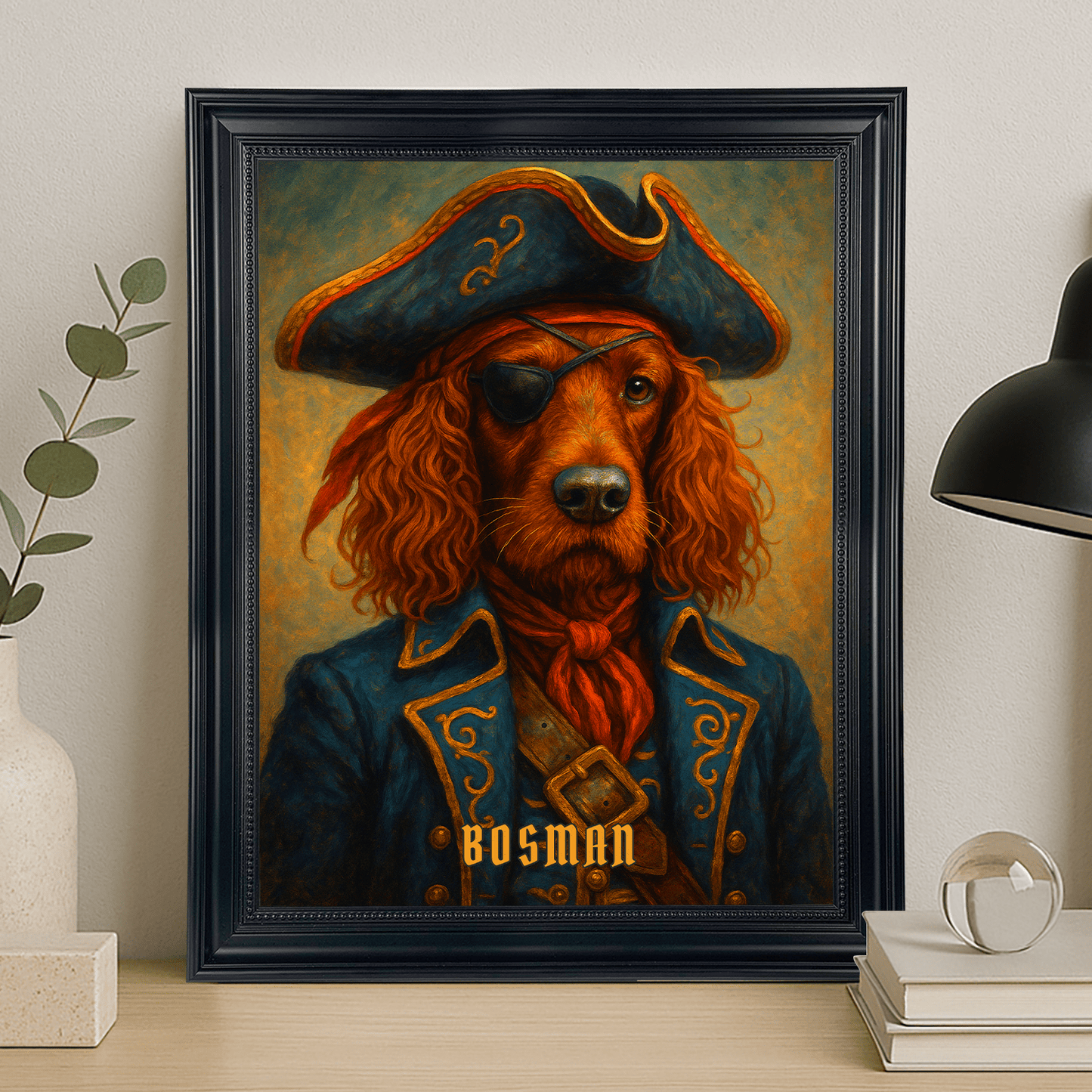 Pies jako kapitan statku piratów - portret na płótnie dla miłośnika psów - Emmygift.pl