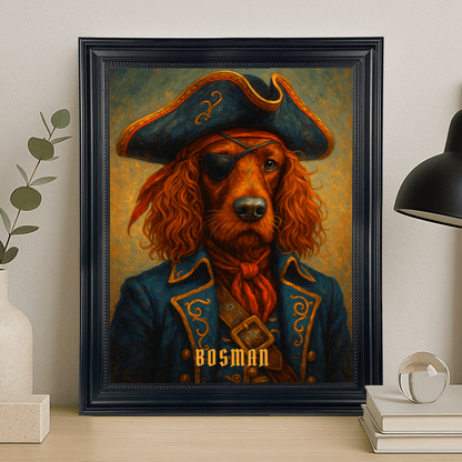 Pies jako kapitan statku piratów - portret na płótnie dla miłośnika psów - Emmygift.pl