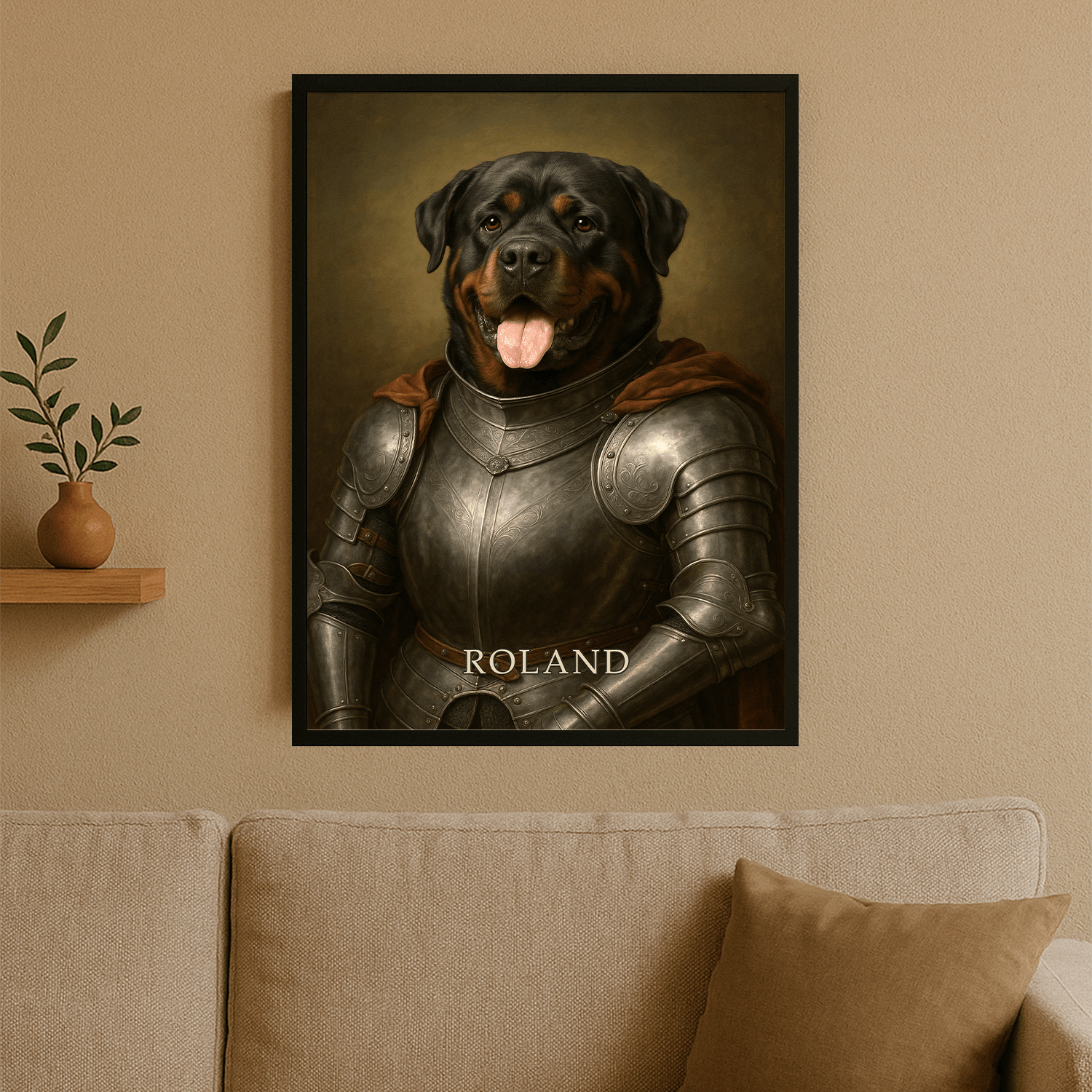 Pies jako średniowieczny rycerz - personalizowany plakat dla miłośników psów - Emmygift.pl