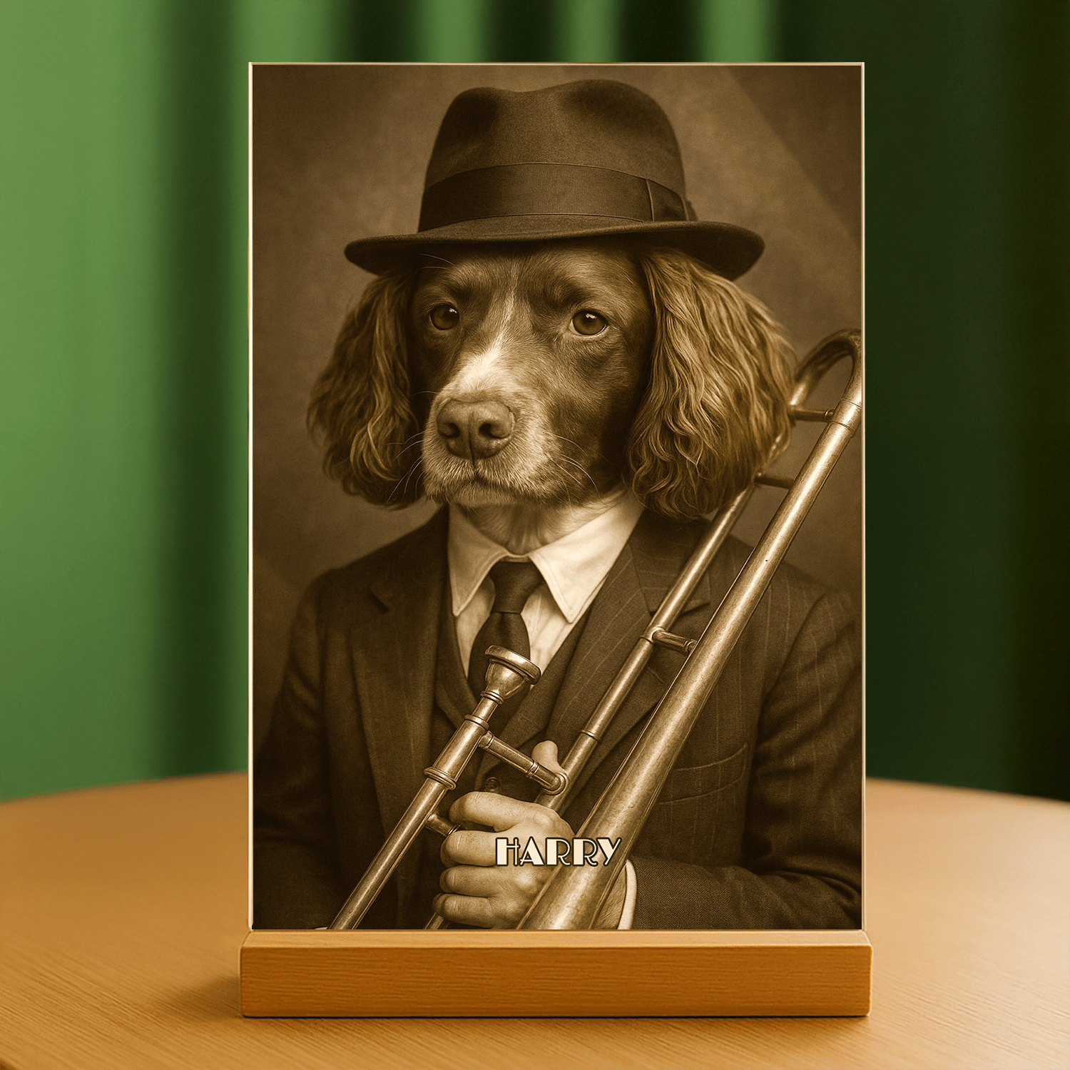 Pies muzykant - portret na szkle akrylowym dla miłośnika psów - Emmygift.pl