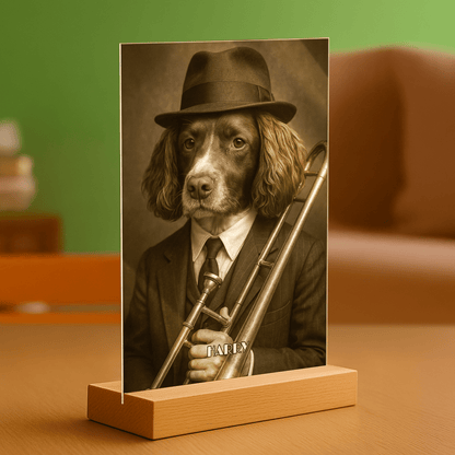 Pies muzykant - portret na szkle akrylowym dla miłośnika psów - Emmygift.pl
