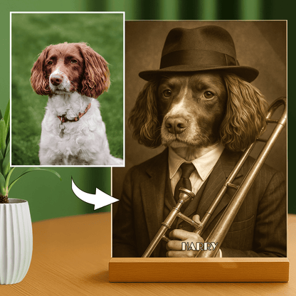 Pies muzykant - portret na szkle akrylowym dla miłośnika psów - Emmygift.pl