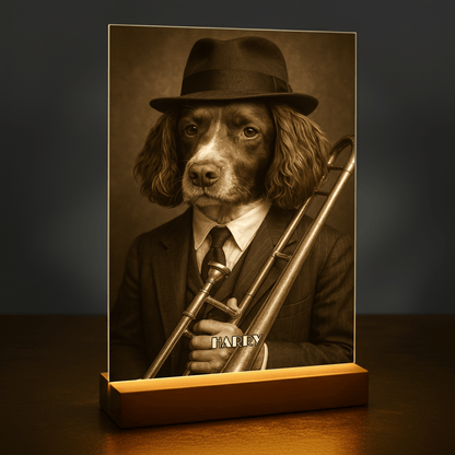 Pies muzykant - portret na szkle akrylowym dla miłośnika psów - Emmygift.pl