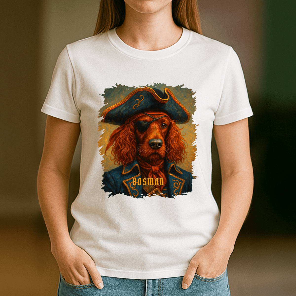 Pies piratem - koszulka damska z nadrukiem dla miłośnika psów - Emmygift.pl